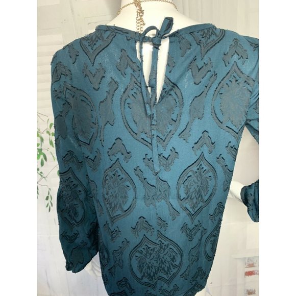 Ann Taylor LOFT XS Dark Green Floral Blouse - Picture 4 of 6